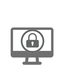 Secure computer monitor with a padlock.