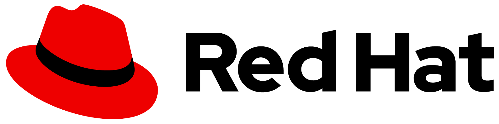 The Red Hat logo featuring a stylized red fedora hat next to the company name 'Red Hat' in black text.