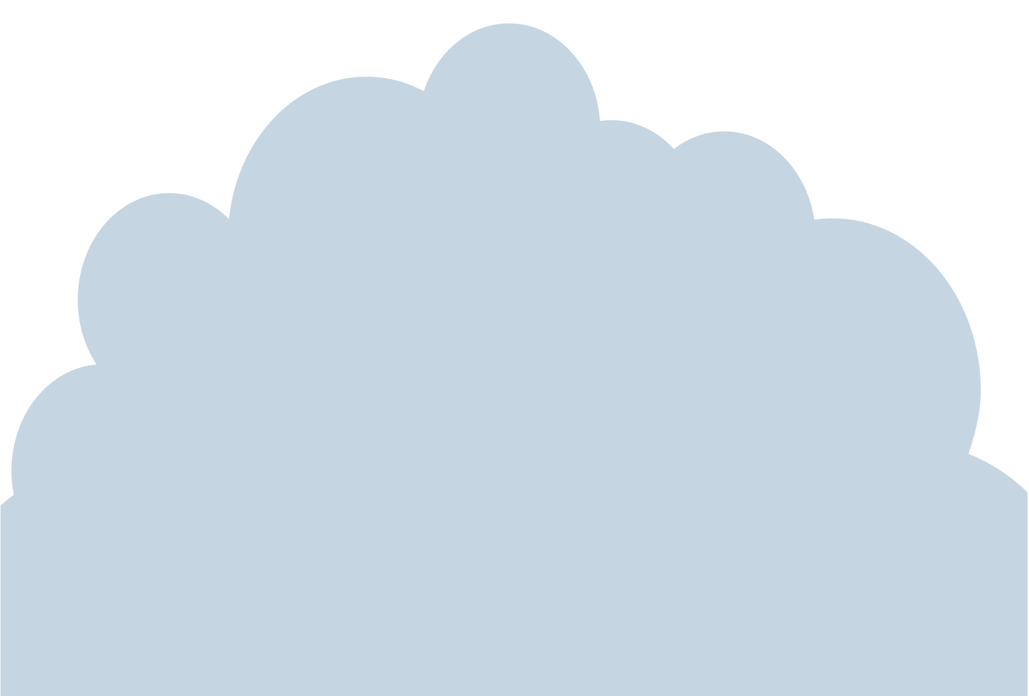 A light blue, fluffy cloud shape against a dark green background.