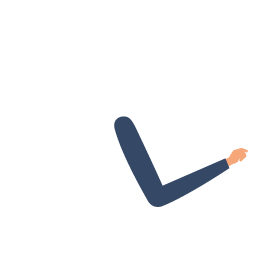 Bent arm with dark blue sleeve and light-skinned hand against a solid green background.