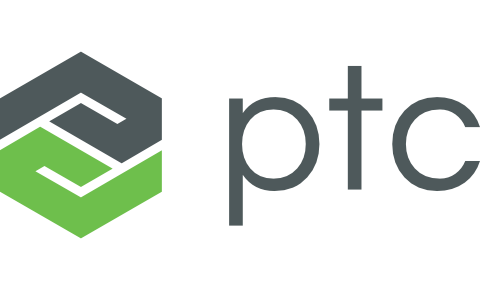 PTC logo featuring a green and gray interlocking hexagonal symbol and the text "ptc".