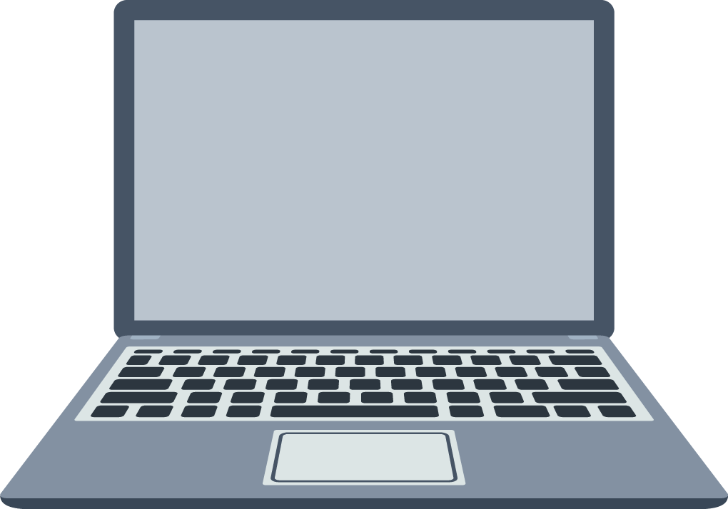 Grey laptop with blank screen and keyboard on green background.